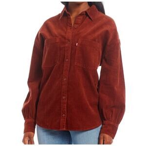 Levis Elliot Utility Long Sleeves Shirt Sz L Red Corduroy Oversized Button Up